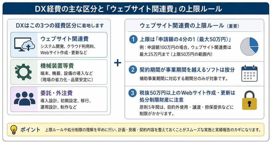 小規模事業者持続化補助金 DX関連経費の区分とウェブサイト関連費の上限ルール
